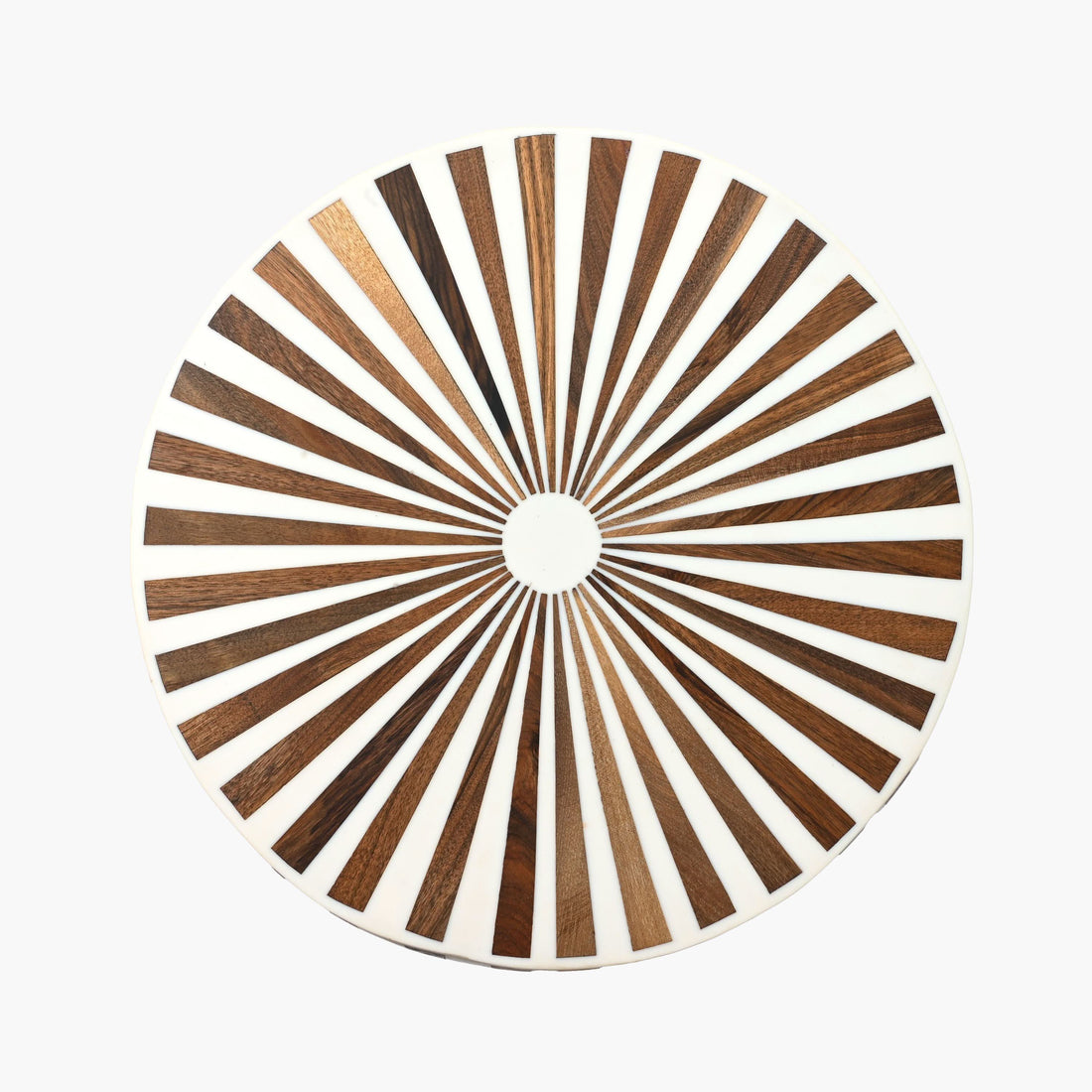 Barrel-shaped Moroccan walnut and resin accent table