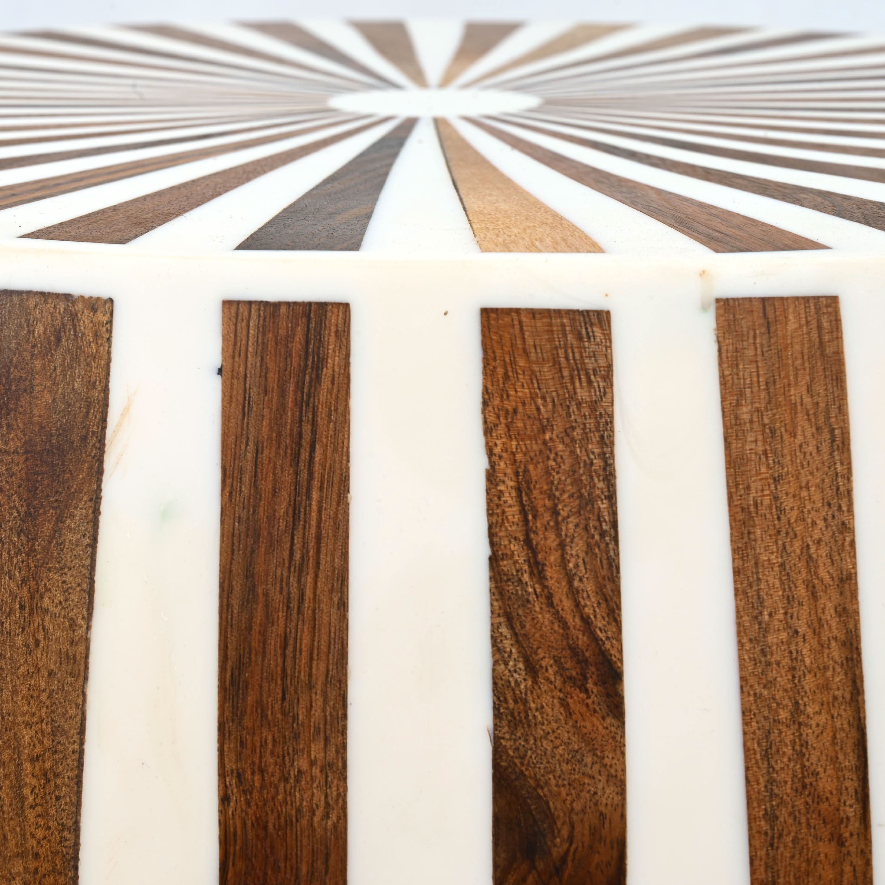 Handmade walnut and resin side table from Marrakesh