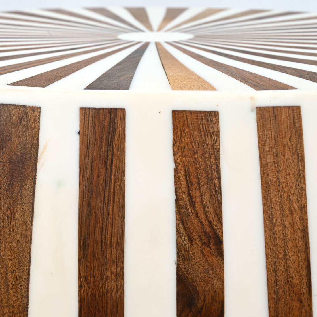 Handmade walnut and resin side table from Marrakesh