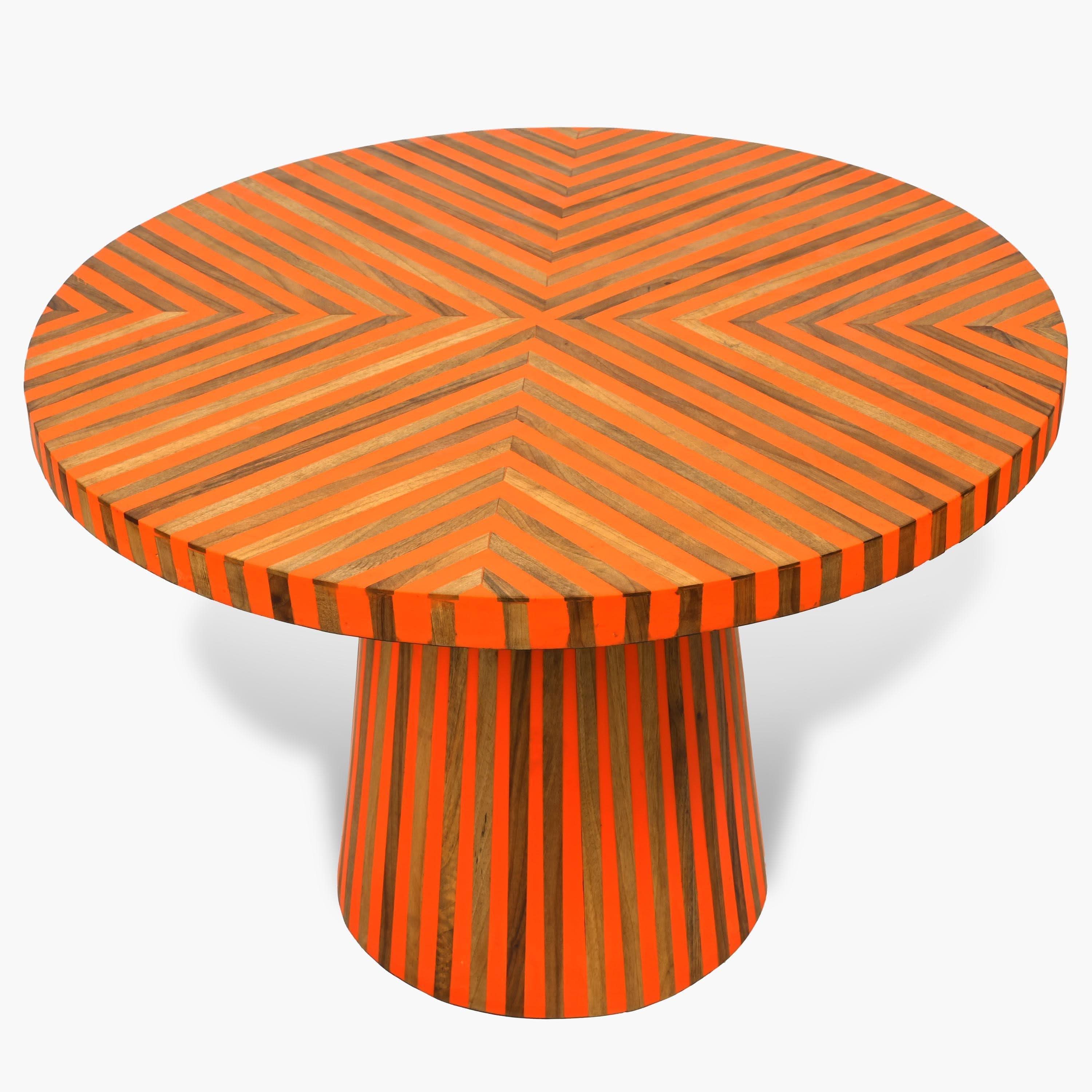 Handcrafted Moroccan wood and resin side table from Marrakesh