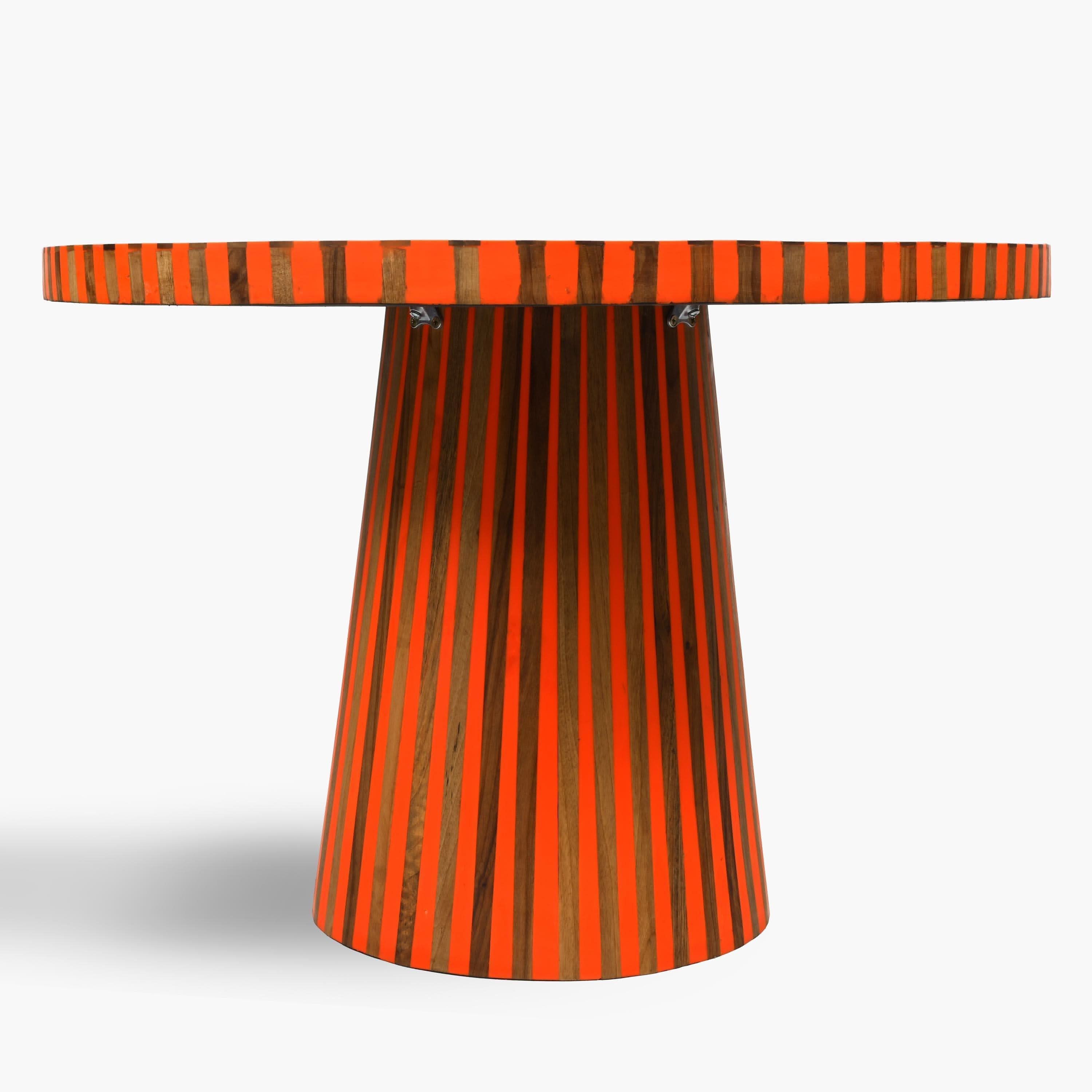 Moroccan wood and resin side table artisan detail