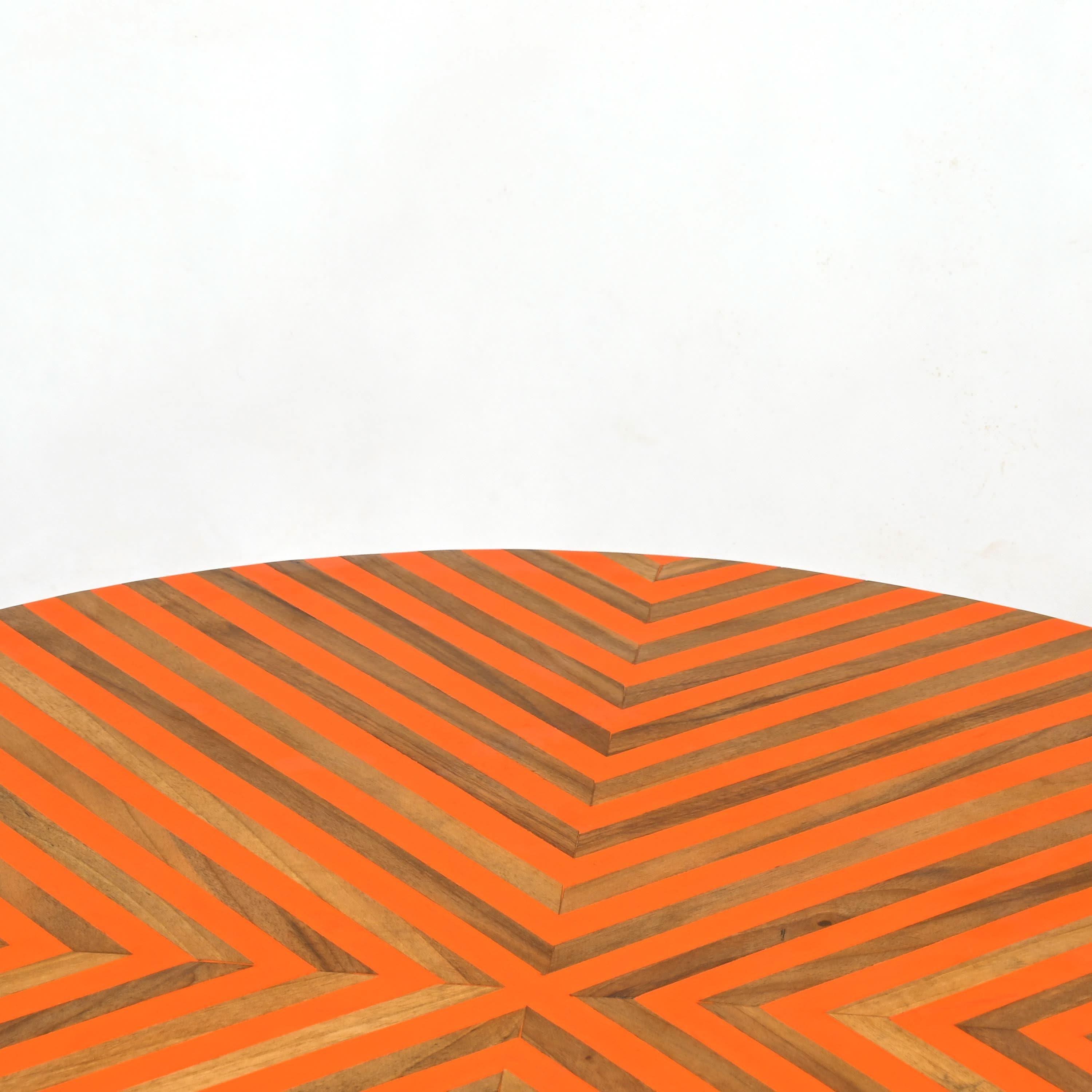 Moroccan artisan wood and resin side table for living room