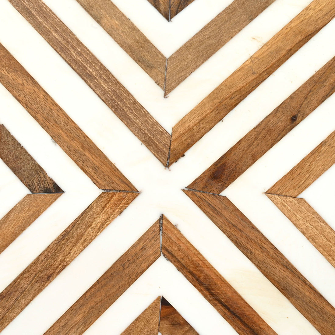 Handcrafted brown square walnut and resin side table detail