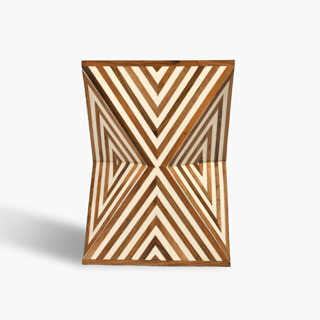 Moroccan brown square walnut and resin side table