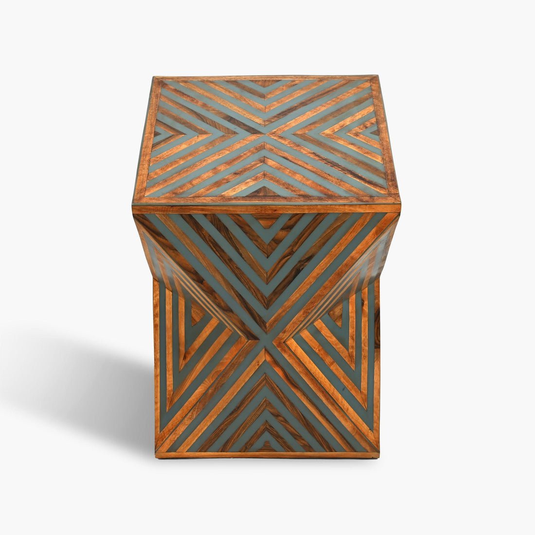 Gray walnut and resin Moroccan square accent table