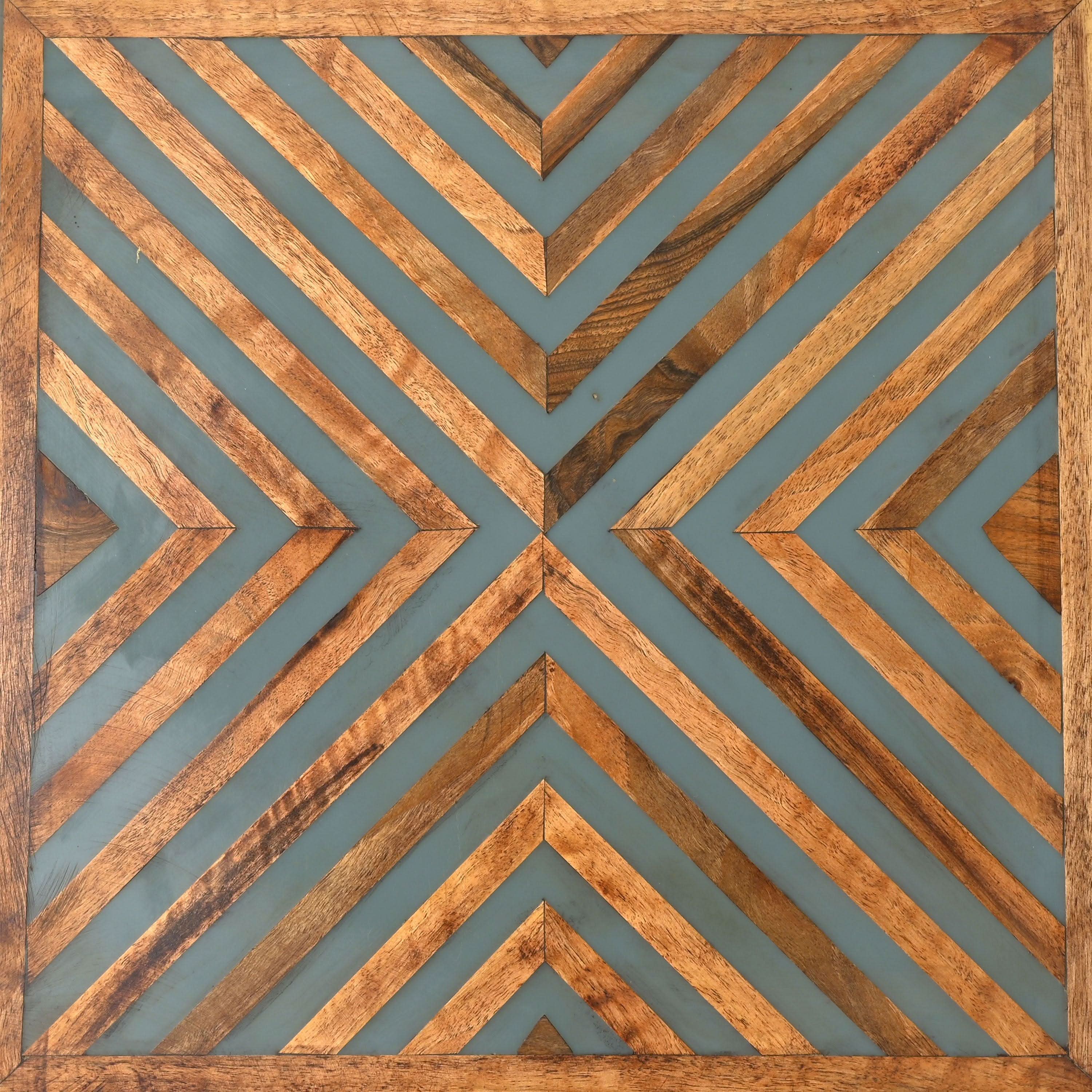 Gray square side table handmade from walnut wood and resin