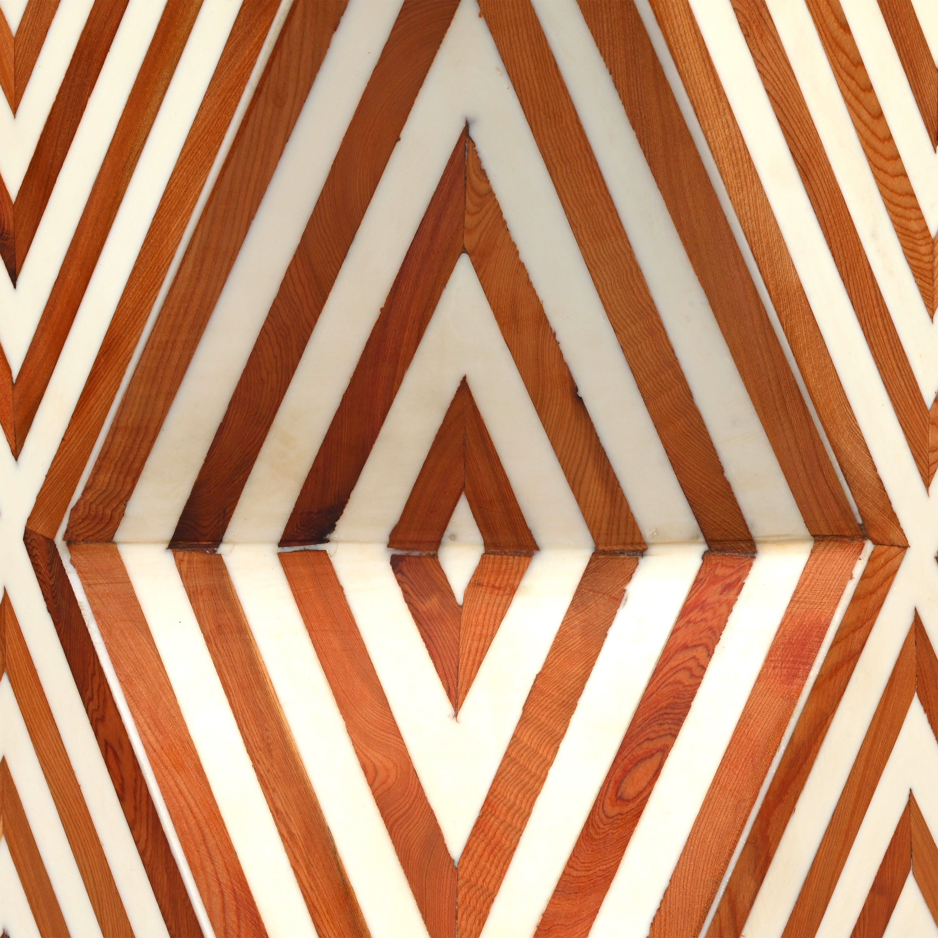 Moroccan square side table handmade from walnut wood and resin