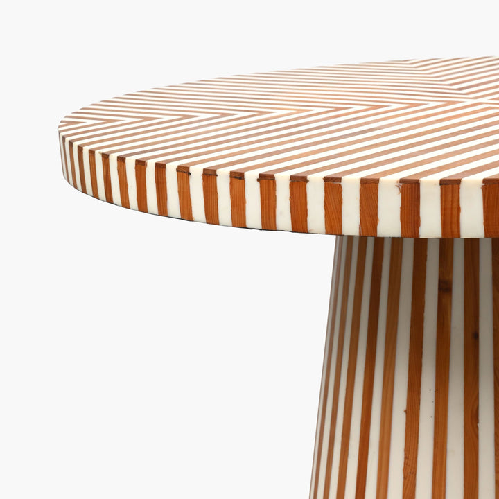Moroccan white wood and resin side table artisan design