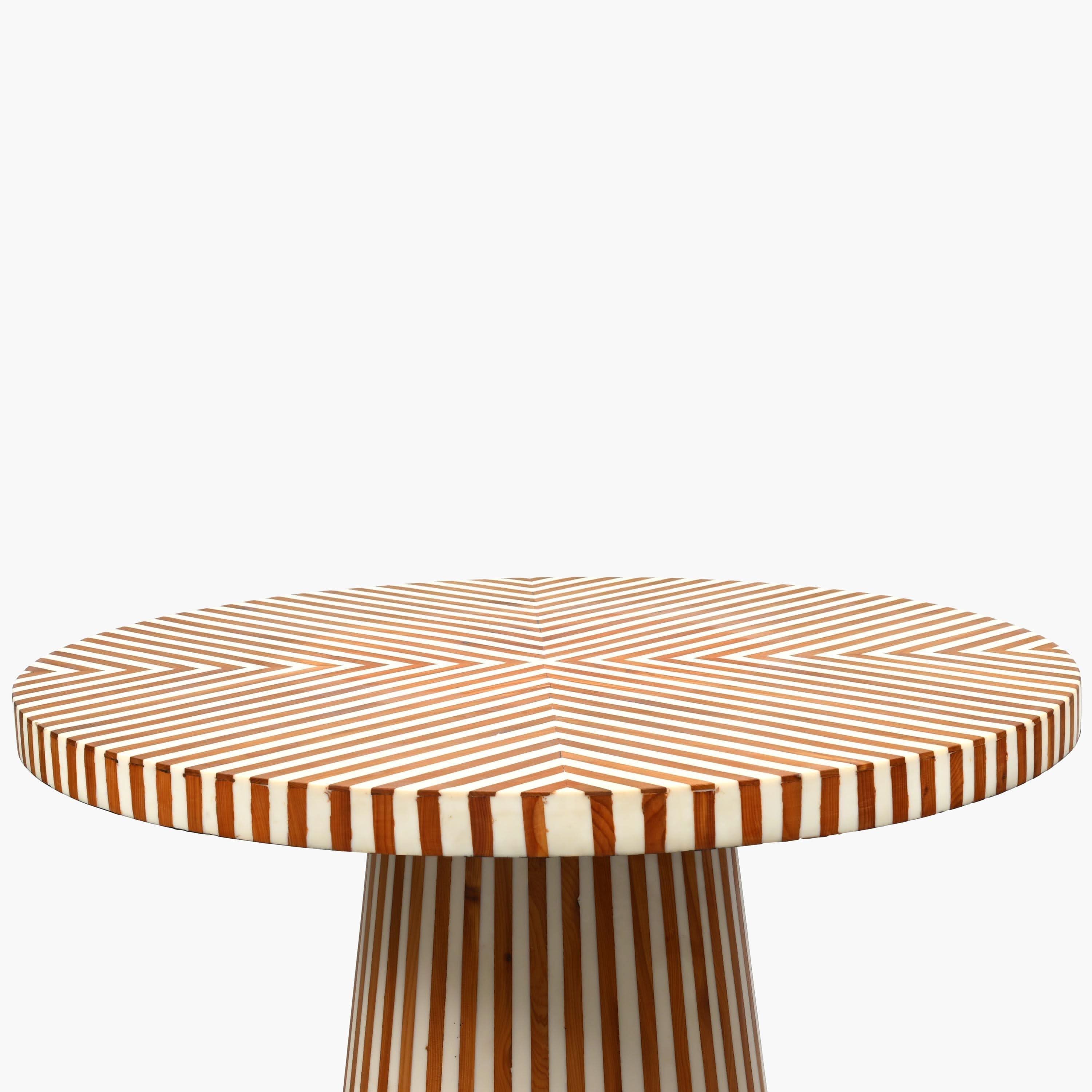 White wood and resin Moroccan side table handcrafted furniture