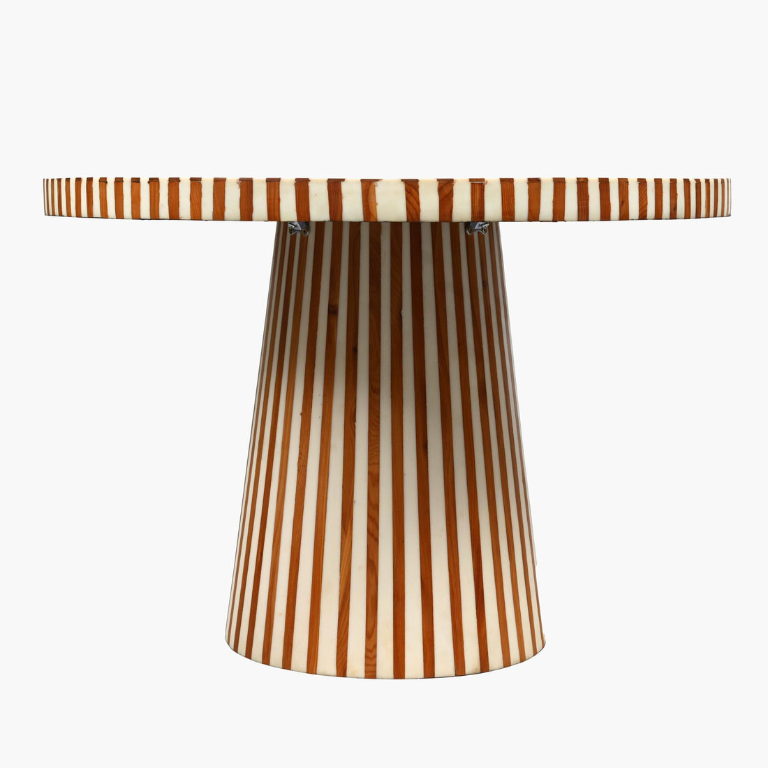White Moroccan side table with wood and resin craftsmanship